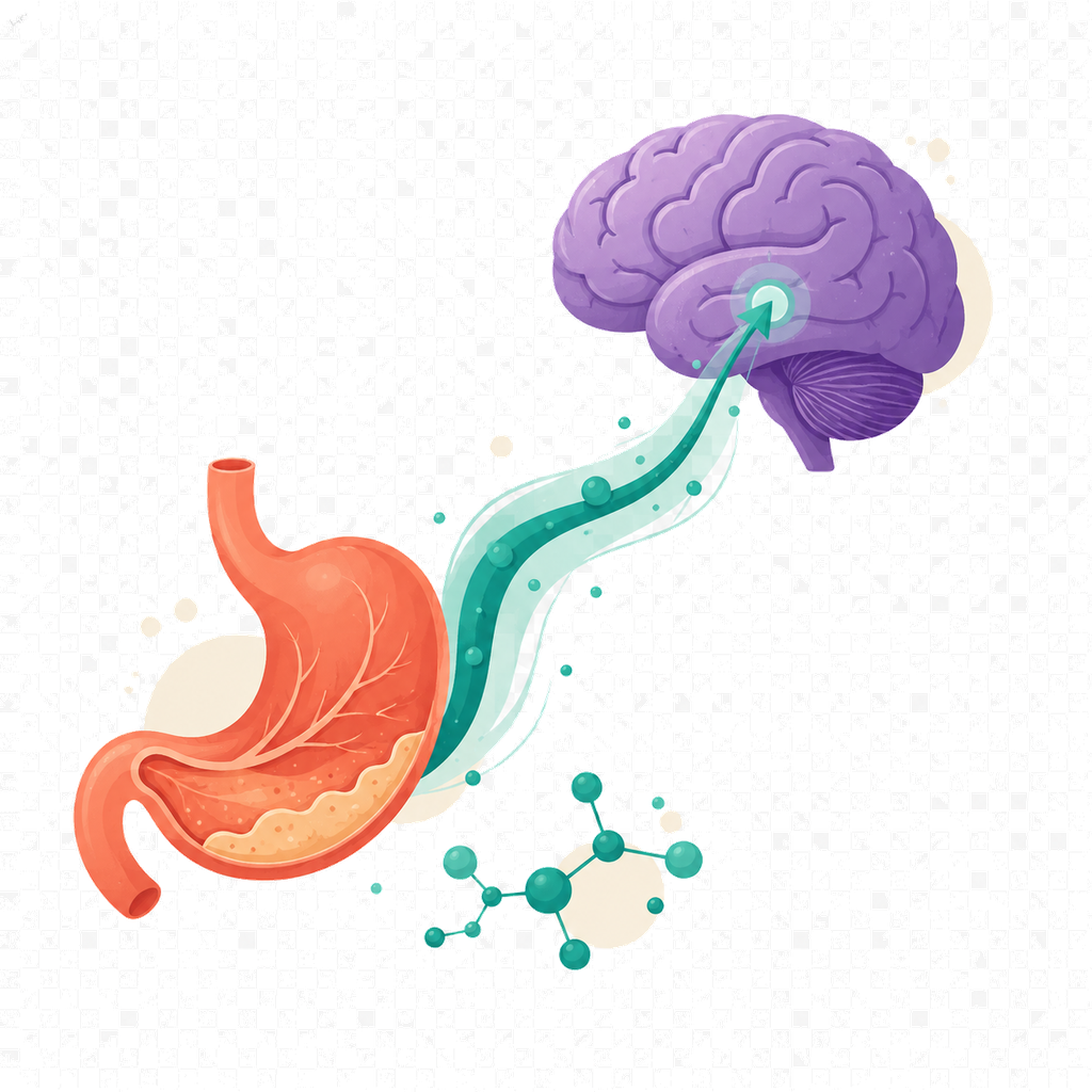 Ilustración editorial de semaglutida como tratamiento médico para el peso